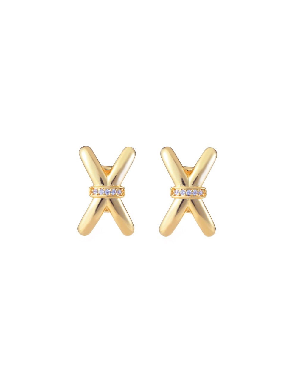 Cross wise Earring (Gold)