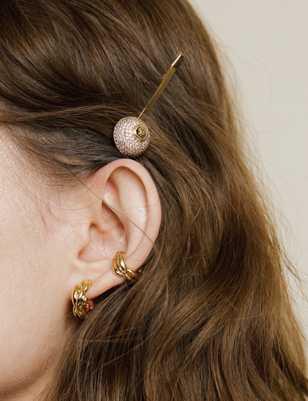 Crystal sphere Hairpin (Gold)